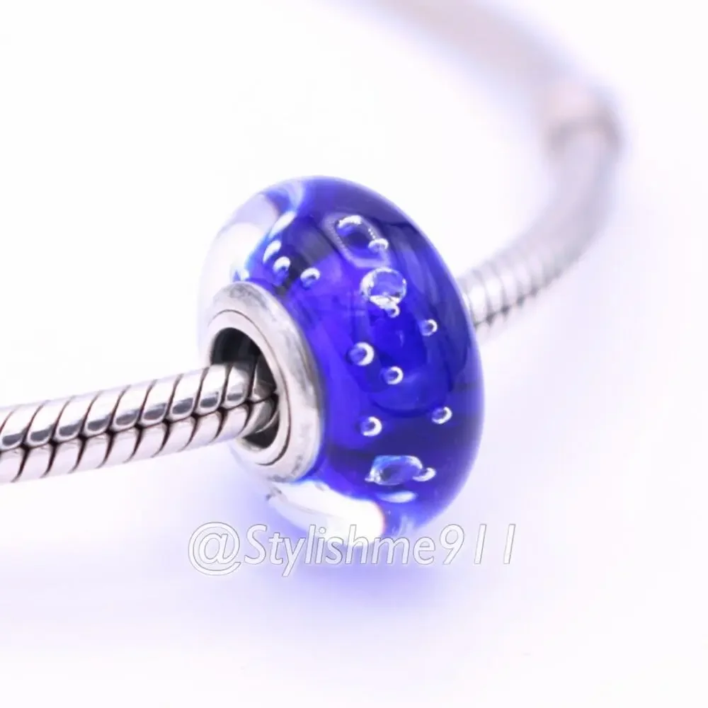 Authentic PANDORA Dark Blue Effervescence Glass Charm